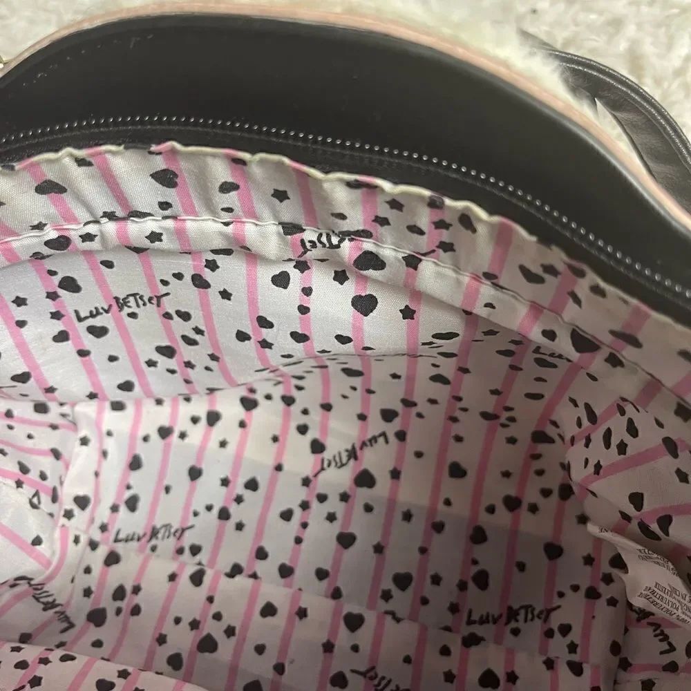 Betsey Johnson unicorn kitty small/crossbody bag  pink,black & white stripes - Picture 9 of 9